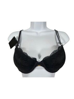 BeMe Black Lace Demi Bra 36A Adjustable Straps Womens Luxury Intimates